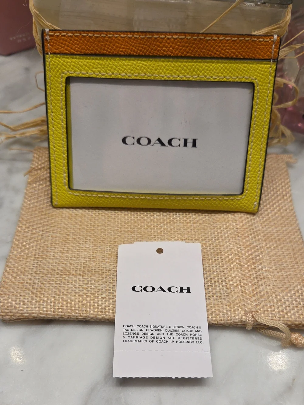 EUC 2021 Coach Molly Canvas Tote with Pink Trim and Burgundy Straps & Card Case